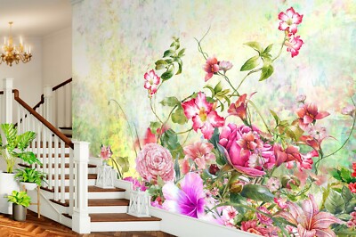 3D Peony Morning Glory ZHUA237 Wallpaper Wall Murals Removable Self-adhesive Zoe