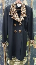WOMEN'S BLACK / LEOPARD VINTAGE / BIG BUTTON / LIGHTWEIGHT COAT SZ 6-8