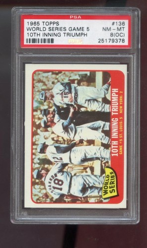 1965 Topps #136 World Series 10th Inning Triumph PSA 8 (OC) Graded Card Game #5