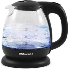 Elite Gourmet EKT1001B Electric BPA-Free Glass Kettle, Cordless 360° Base,
