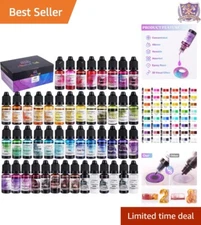 Artistic 48-Color Alcohol Ink Set - Blendable, Highly Pigmented for Resin Crafts