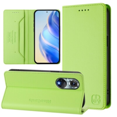 For Huawei Nova 9 RC01 Dual-Folded Magnetic Suction RFID Leather Phone Case
