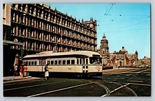 Postcard PCC Train Car Mexico City 2393 New City Hall in Background Unposted