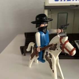 Vintage Playmobil Sheriffs Office Incomplete With Extra Cowboys And Instructions