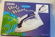 Lloytron Travel Shot of Steam Dry Iron Model E156–Compact Folding Handle–Tested
