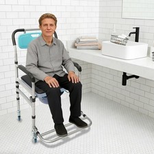 Shower Chair With Wheels Elderly Foldable Commode Chair Toilet Chair