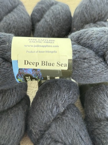 JADE SAPPHIRE CASHMERE HANDSPUN Yarn ~ Color-Deep Blue Sea ~ 50g/120yds - Picture 3 of 4
