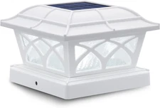 Solar Post Cap Lights Outdoor Glass 2 Color Modes 8 Leds for 4X4 5X5 6X6 Posts F