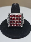 VTG Estate Men's Ring 925 Sterling Silver 16 Stones Rhodolite Garnet Size 11