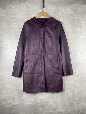 DROMe Italian Shearling & Lambskin Leather Coat Aubergine Purple Size M