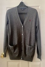Ralph Lauren Sport Boyfriend Fit 100 Merino Wool Cardigan Preppy Classic Sz L