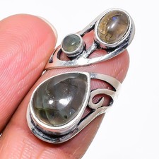 Natural Labradorite Gemstone 925 Sterling Silver Jewelry Ring Size 5.5 Gift C469