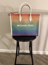 NWT Michael Kors Rainbow Pride Medium Mirella Shopper Satchel Bag - $235.00.