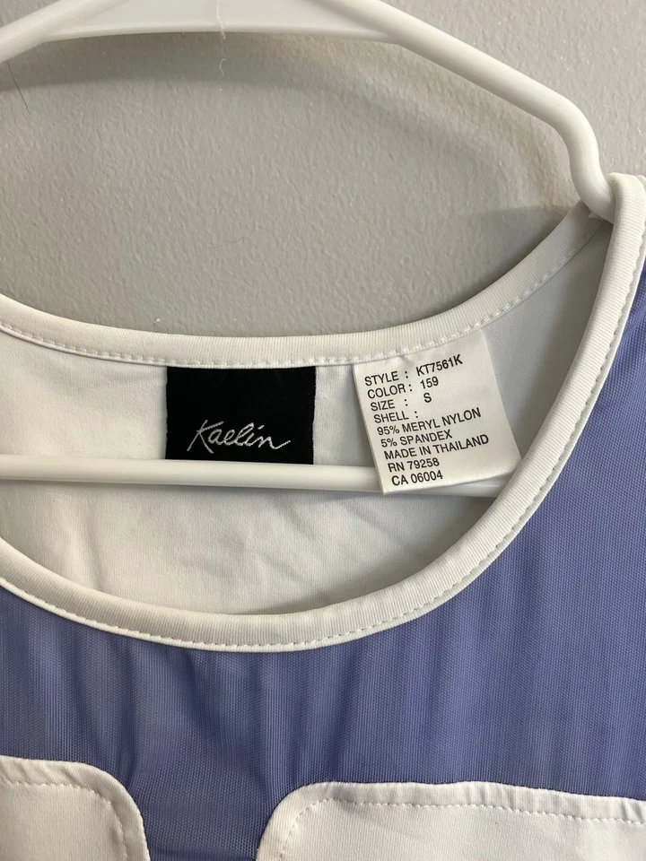 Camiseta sin mangas Kaelin Athleisure blanca con malla azul para mujer talla S Classiccore Preppy tenis Foto 3 de 4