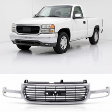 Chrome Grille Wblack Insert Trim For 1999-2006 Gmc Sierra 15001500 Hd2500