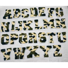26 Pcs Camouflage Iron On Chenille Letter Patches - Letterman Large 3.2" H x 2.4