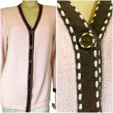 Excellent St John Boucle Knit Pink Jacket sz 14