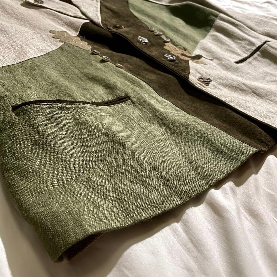 USED VINTAGE TYROLEAN PATCHWORK LINEN JACKET BY K… - image 5