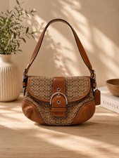 Vintage Coach Soho Signature C Buckle Leather Shoulder Bag Y2K F06818