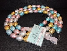 Ashland Easter Egg Garland 6 Feet Pink-Blue-Gold-Silver 1"Eggs Metalic Tone NEW