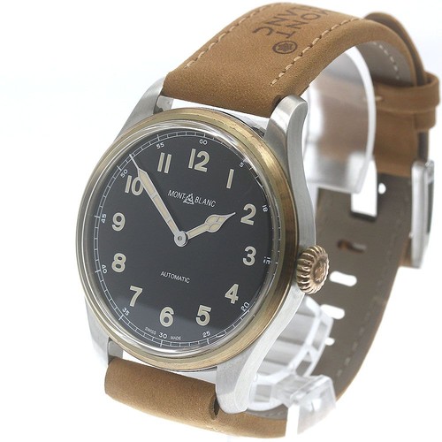 Montblanc 1858 MB116241 SS/GPｘLeather Black/GoldｘBrown Automat...