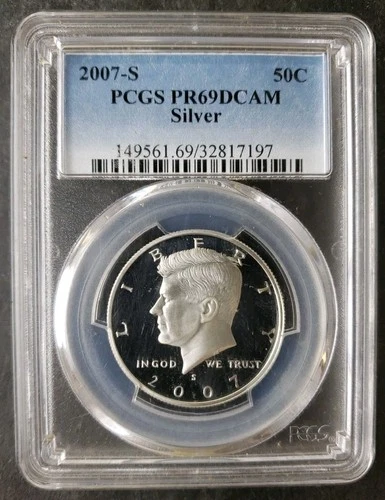 2007 S Proof 50c Kennedy Silver Half Dollar PCGS PR69 DCAM