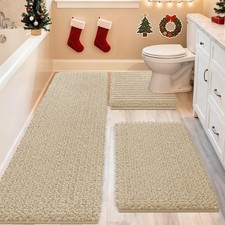 Upgrade Extra Large Beige Bathroom Rug Set 3 Pieces Ultra Soft, Thick Absorbe...