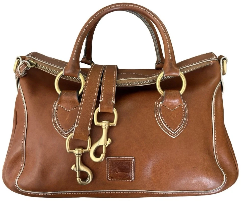 Dooney Bourke Savannah Natural Brown Florentine Leather Satchel Rustic Retro - Image 3 of 4
