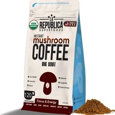 La Republica Big Shot Instant Mushroom Cafe Organic (120 Servings) with Lion'