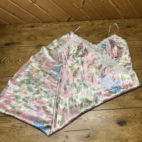 90’s Victoria’s Secret Gold Label Pastel Floral Satin Long Nightgown Women’s L - Picture 3 of 11