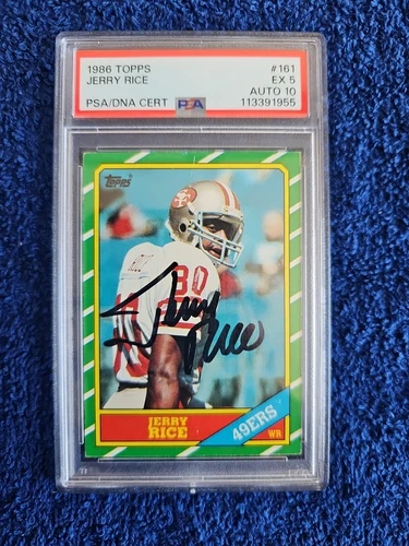 JERRY RICE 1986 TOPPS AUTOGRAPH 10 ROOKIE CARD 49ERS #161 PSA/DNA AUTHENTIC