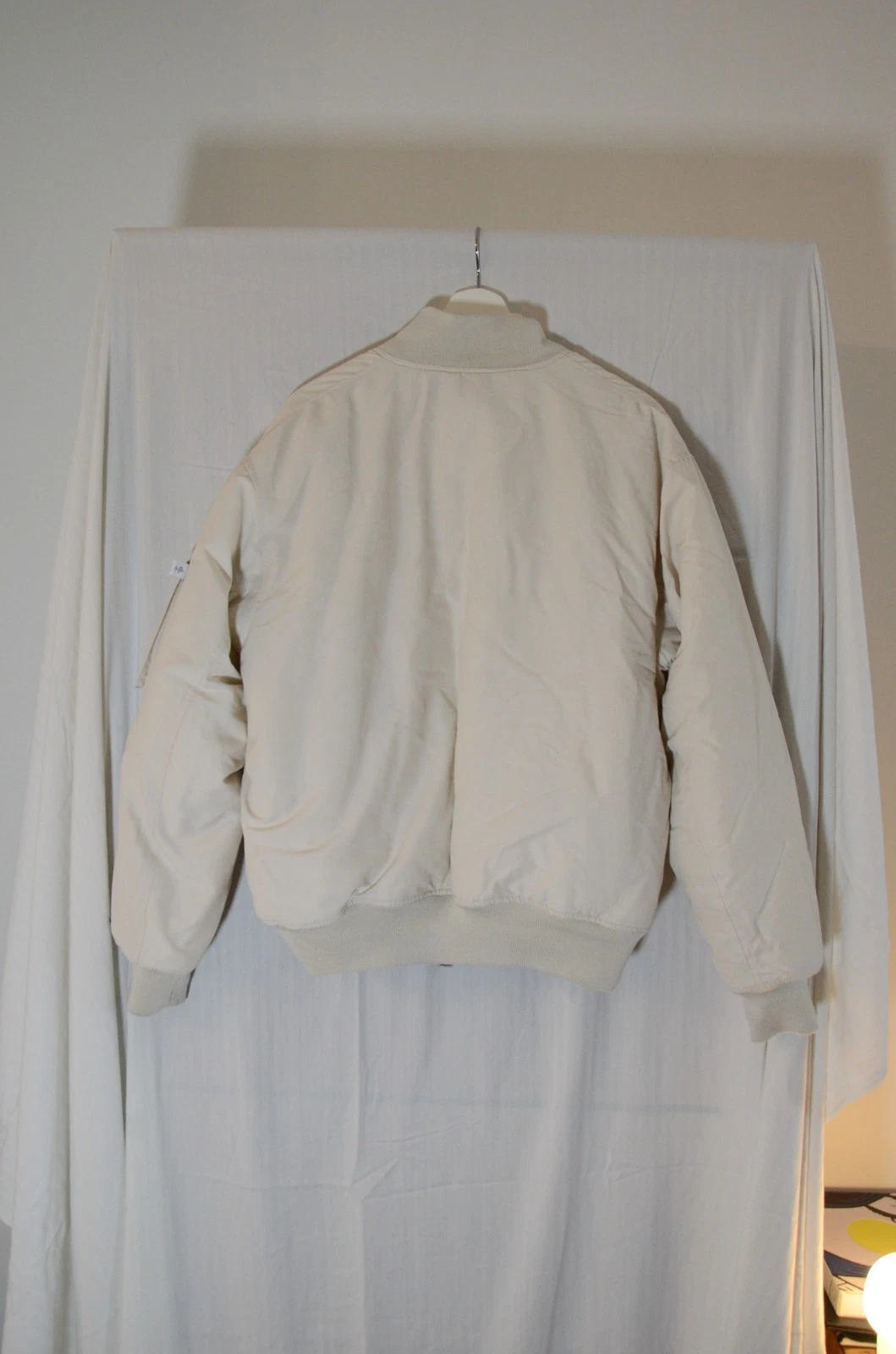 Nike Jordan Cream Padded MA-1 Bomber Jacket Quilted Lining Jumpman Sleeve - product detail image 6