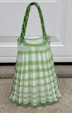 Hand Blown Studio Art Glass Large Purse Handbag Vase Planter 15.5" Tall Geen