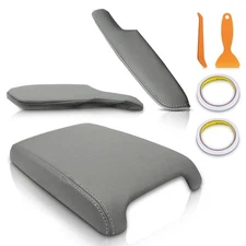 Center Console&Front Door Armrest Cover Leather for Honda Civic Sedan 06-11 Gray