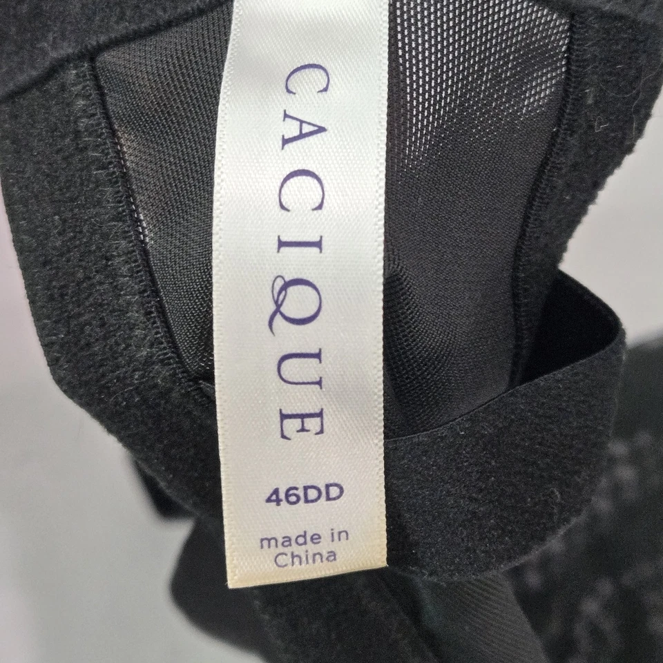 Cacique Women Bra 46DD Black Sheer Balconette Underwired Bow Lace Mesh - Image 3 of 4