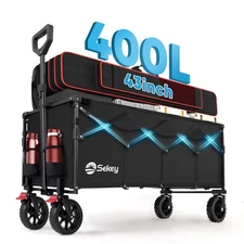 Folding Collapsible Wagon Cart 660LBS  Heavy Duty Utility Extended Wagon Cart