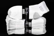 9-11, 10-13 Ankle Low Cut Socks Gray Heel Toe USA Logo Cotton Gym Casual Men 