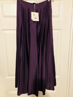 NWT, THE ROW, Ladia Full Fluid Poplin Silk Maxi Skirt, Grape Purple, SZ 2, $1295