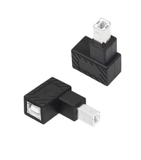 2 PCS 90° USB 2.0 Type-B Printer Adapter Male to Female Left Angle+Right Angle