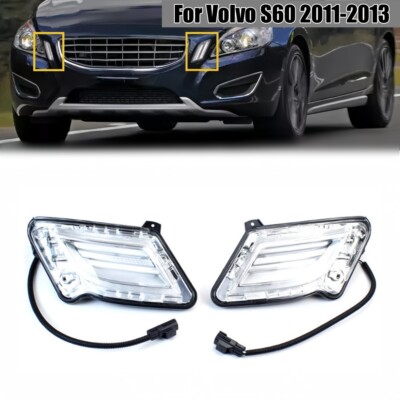 Pair Front Left & Right Day Running Indicator Lamp Light for Volvo S60 2011-2013