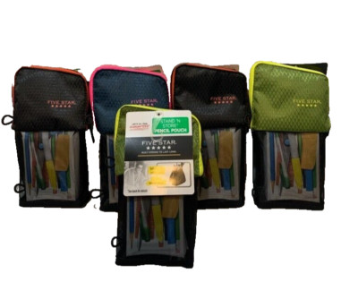 Five Star Stand N Store Pencil Pouch, NWT BLACK/RED