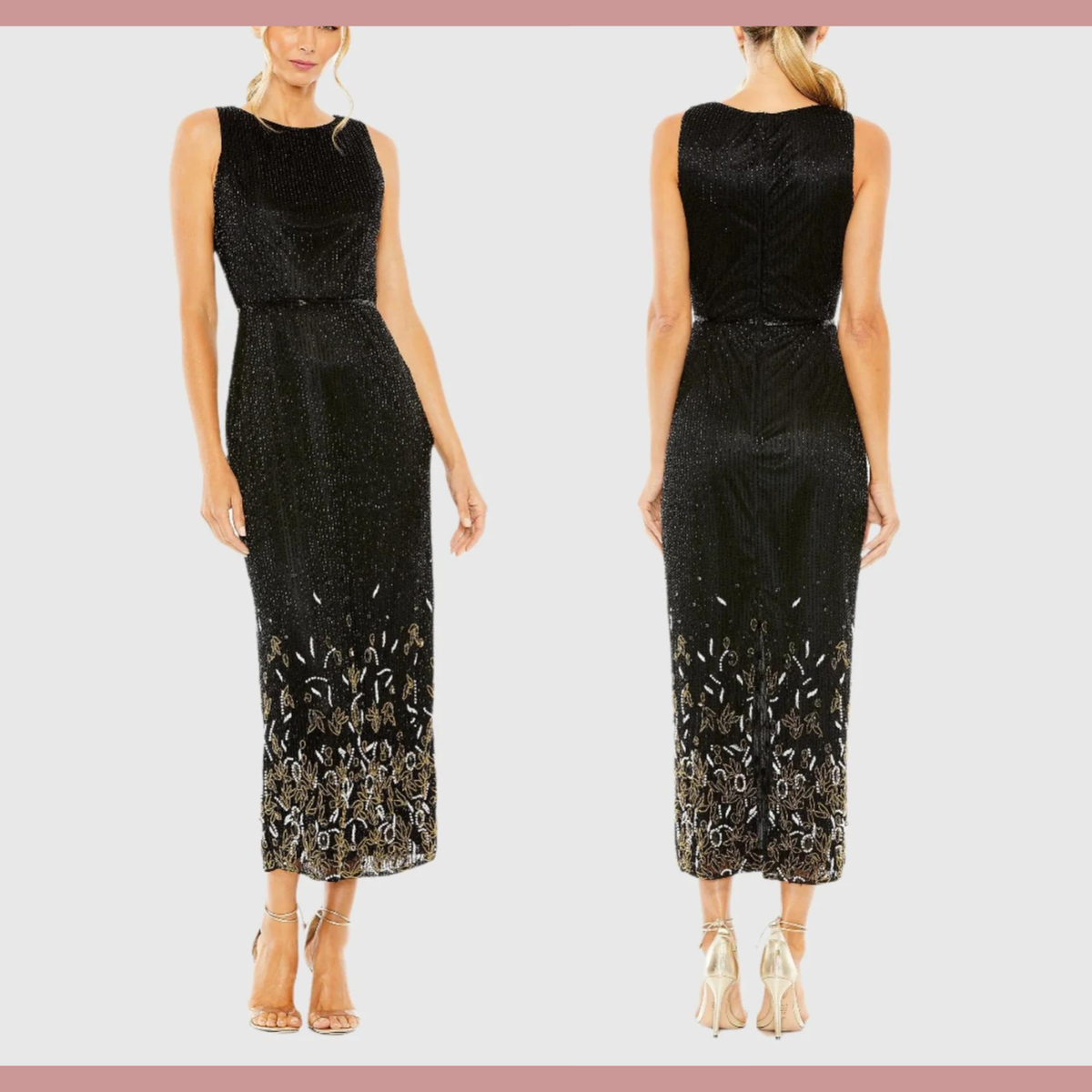 NWT $598 Mac Duggal [ 14 ] 5796 High Neck Embellished Black