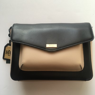 Ralph Lauren Bramley Messenger MSG M Black/Stone Crossbody Purse