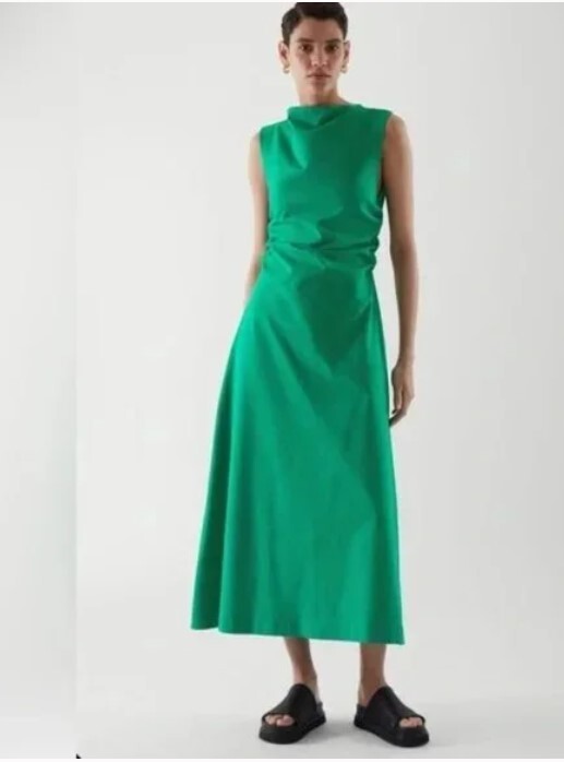 COS gathered green maxi dress -NEW with tags-Size 2 | eBay