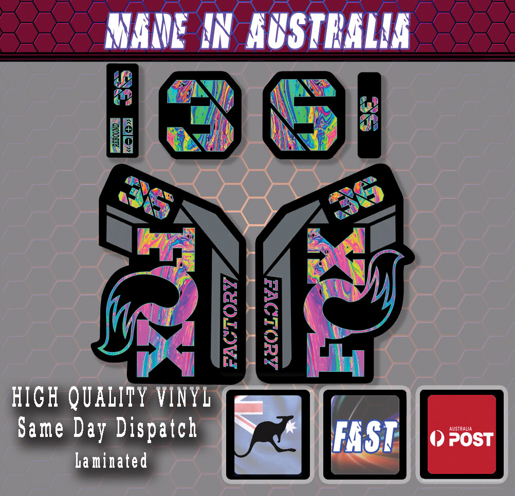 FOX style Factory 36 2021 Fork Decals Stickers OIL SLICK PRINT