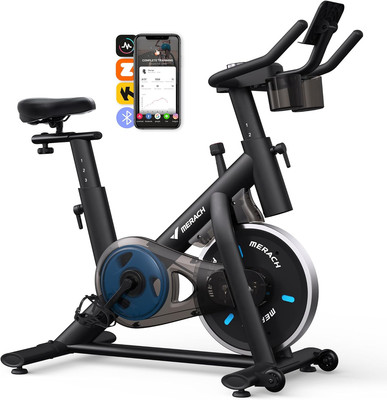 MERACH Exercise Bike, Brake Pad/Magnetic Stationary Bike with Exclusive App, Low