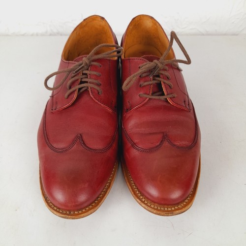 Scarpe Oxford stringate Poesia Made In England vera pelle rosso marrone UK 5 EU 38 - Foto 2 di 15