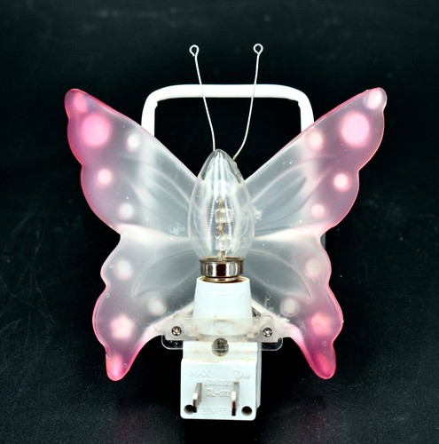 Butterfly Nightlight,Crystals,Plastic,Pink/White,Antenna,On/Off Switch,7W - Picture 2 of 3