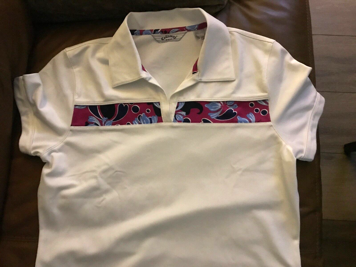 Callaway Golf Women's Short Sleeves V Neck CW16473 White Polo Top