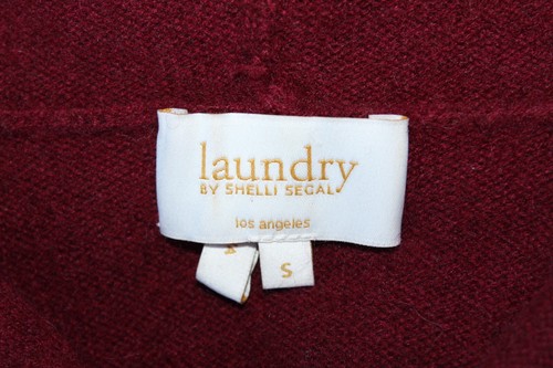 100% Cashmere Hooded Pin-Closure Burgundy Red Cardigan Sweater by Laundry Size S - Picture 4 of 11